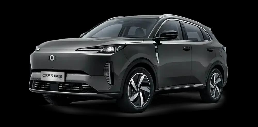 A dark grey Changan CS55 parked.